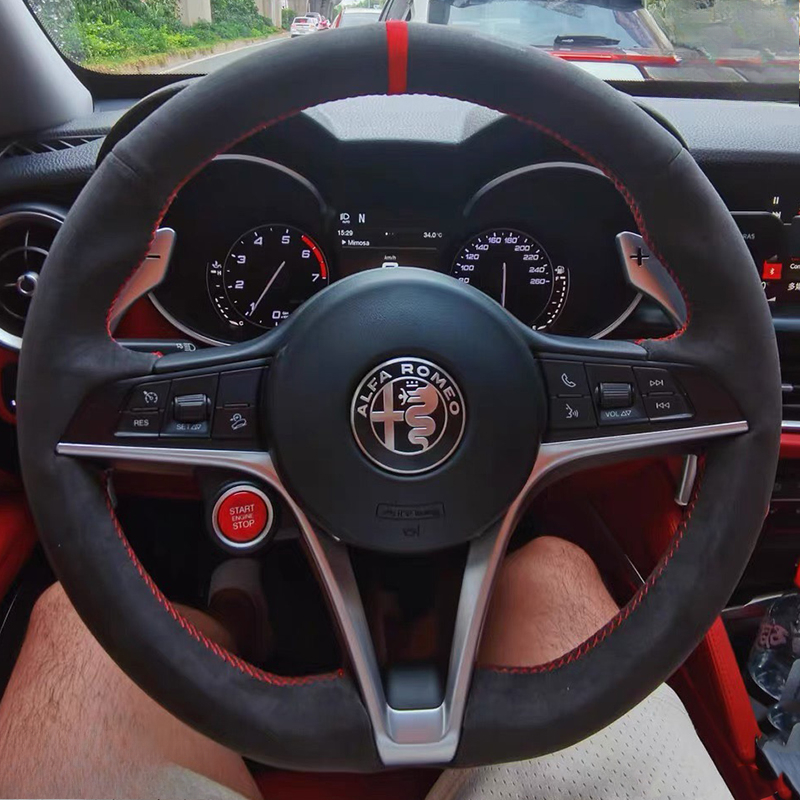 알파 로메오 줄리아 스텔비오 2015-2018 자동차  - Car Steering Wheel Cover Anti Slip Breathable 리뷰 및 가격