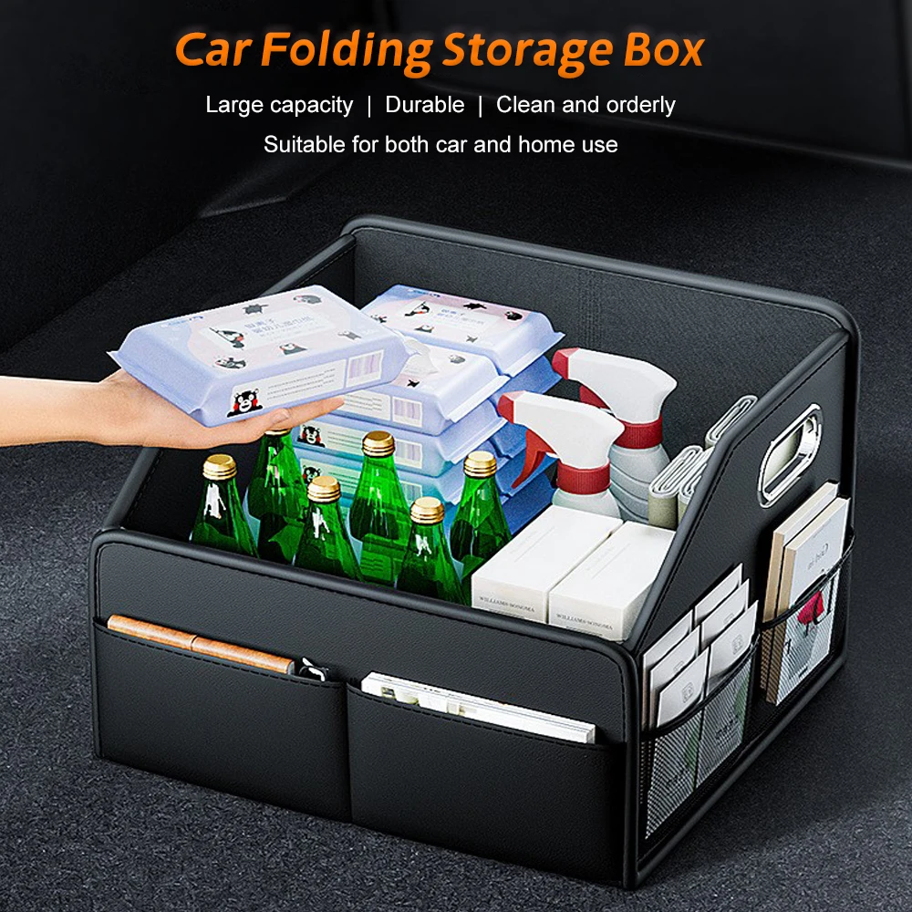 프리미엄 가죽 접이식 자동차 트렁크 정리함 방수 유니버 - Car Trunk Organizer Foldable Storage Box 리뷰 및 가격
