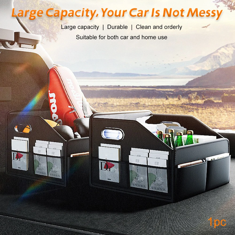 프리미엄 가죽 접이식 자동차 트렁크 정리함 방수 유니버 - Car Trunk Organizer Foldable Storage Box 리뷰 및 가격