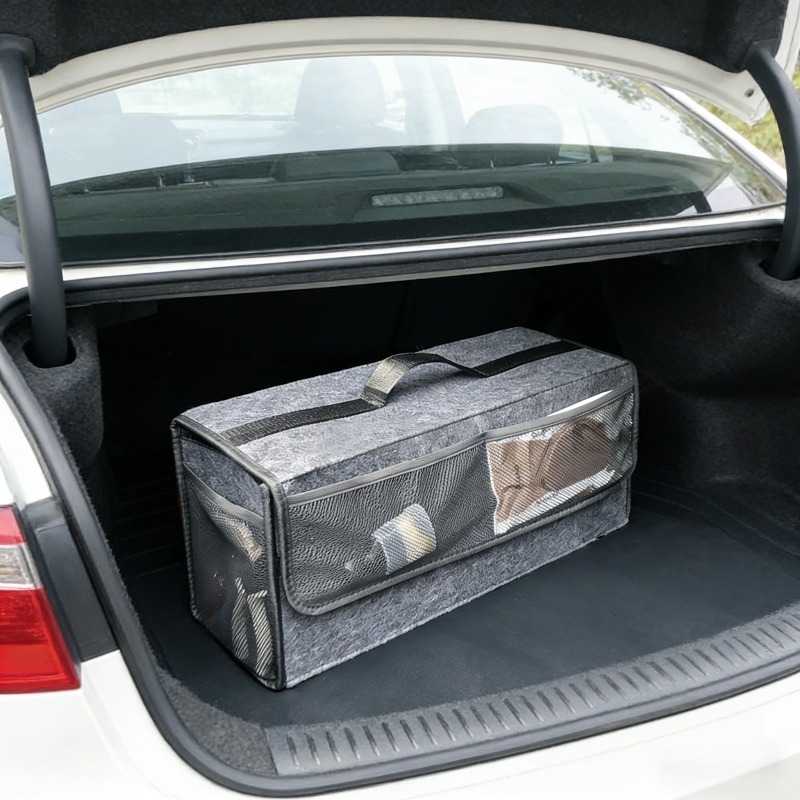 4개의 외부 포켓이 있는 펠트 자동차 트렁크 정리함 - - Car Trunk Organizer Foldable Storage Box 리뷰 및 가격