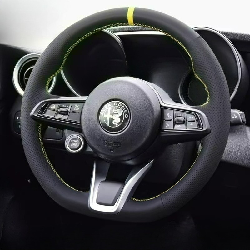 핸드 스티치 리노베이션 논슬립 내마모성 블랙 가죽 자동 - Car Steering Wheel Cover Anti Slip Breathable 리뷰 및 가격